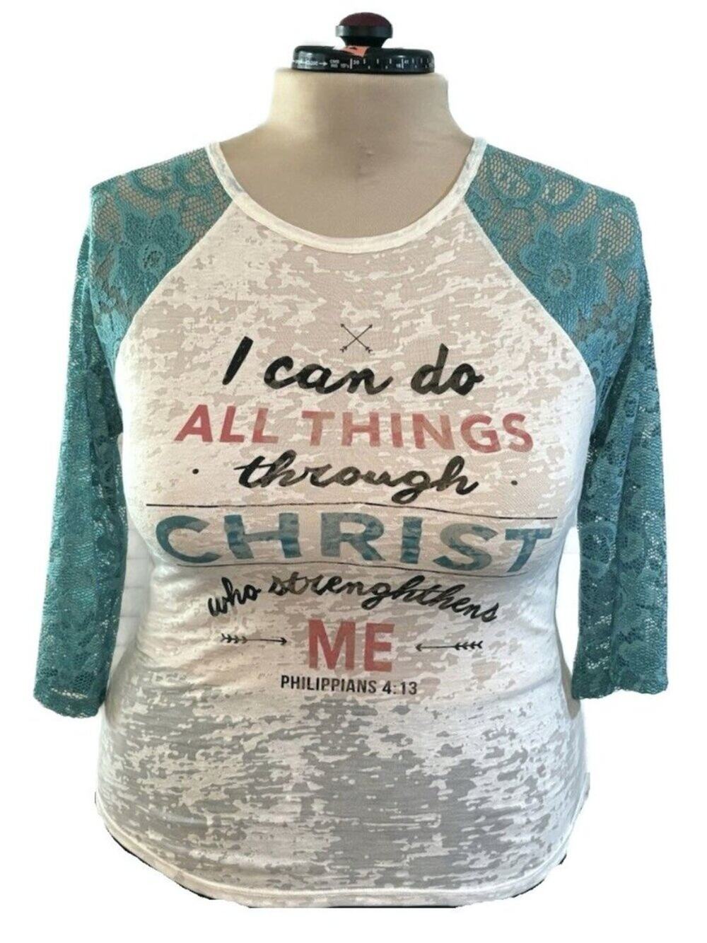 Encore Culture Burnout Lightweight Shirt Top Women's Size M Christian Religion